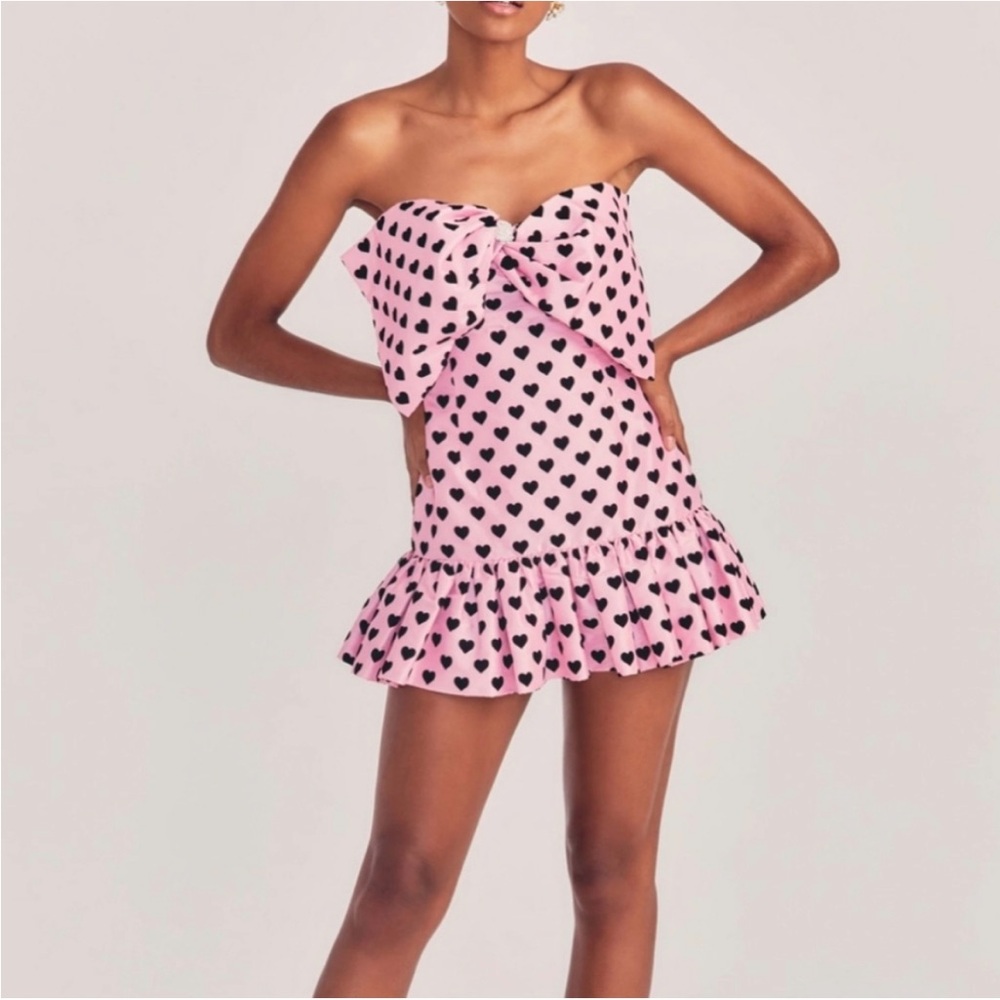 LoveShackFancy Pink and Black Heart Dress